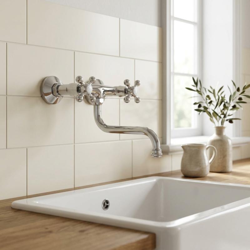 Aquanello Heritage Ascot Klassieke Keuken Muurkraan Chroom CR-4111-HA